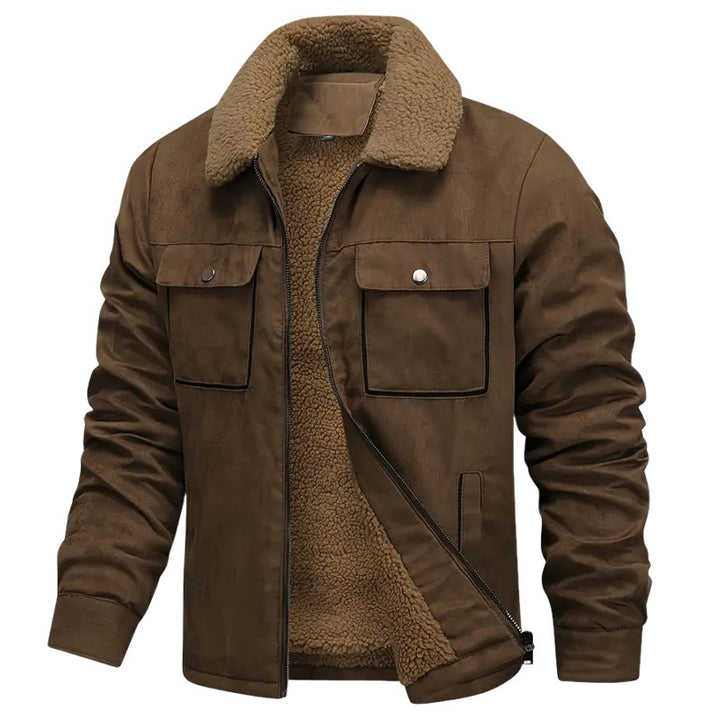 Herren  gefütterte Pilotjacke mit Teddyfell-Innenfutter, Brustklappen und durchgehendem Reißverschluss Nord Taschen