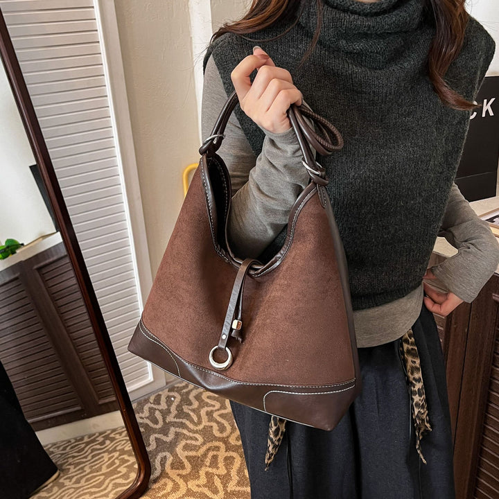Damen elegante Tote Bag mit authentischen Veloursleder-Elementen Nord Taschen