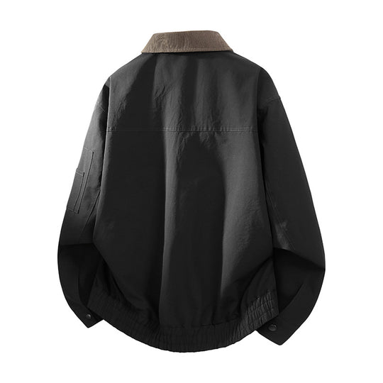 Herren Oversize Bomberjacke im Worker-Stil mit Cordkragen, Pattentaschen und elastischem Saum Nord Taschen