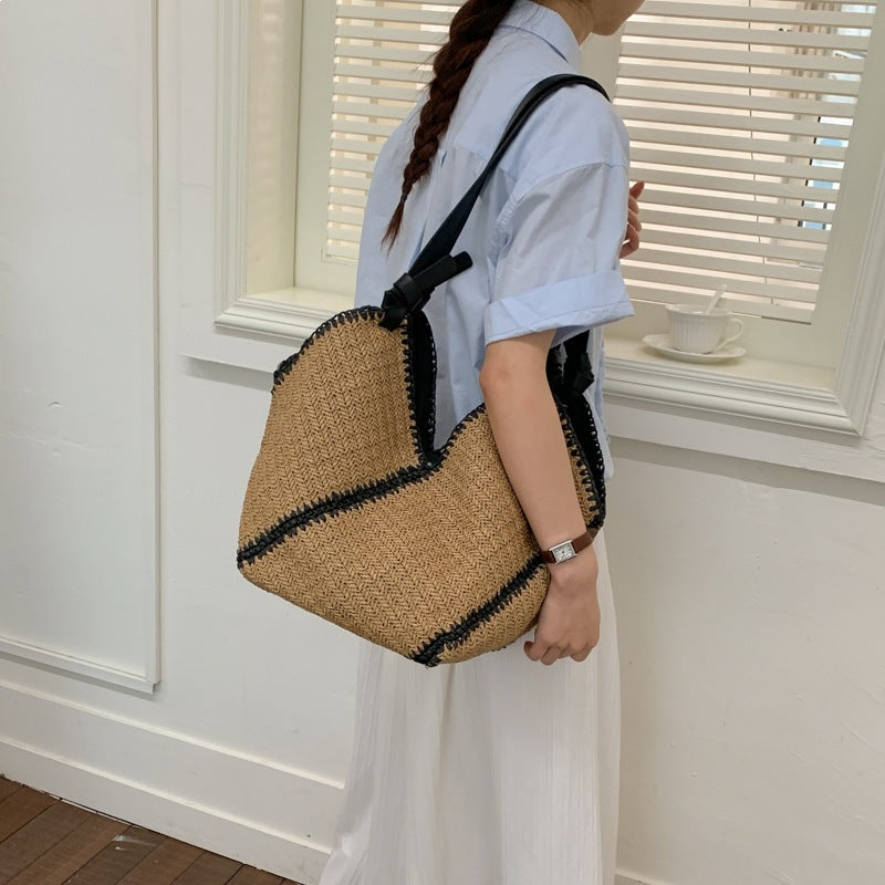 Damen Strickbeuteltasche mit einzigartigem Flechtmuster und elegantem Kordelzug Nord Taschen
