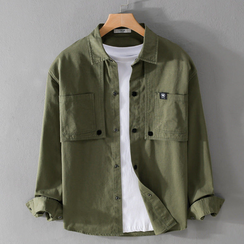 Herren Baumwoll-Overshirt mit Druckknopfleiste, Doppel-Brusttaschen und relaxed Fit Nord Taschen