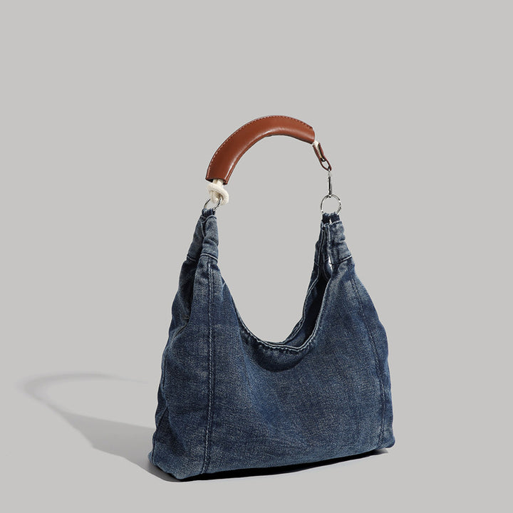 Damen Denim-Hobo-Tasche mit robustem Ledergriff Nord Taschen