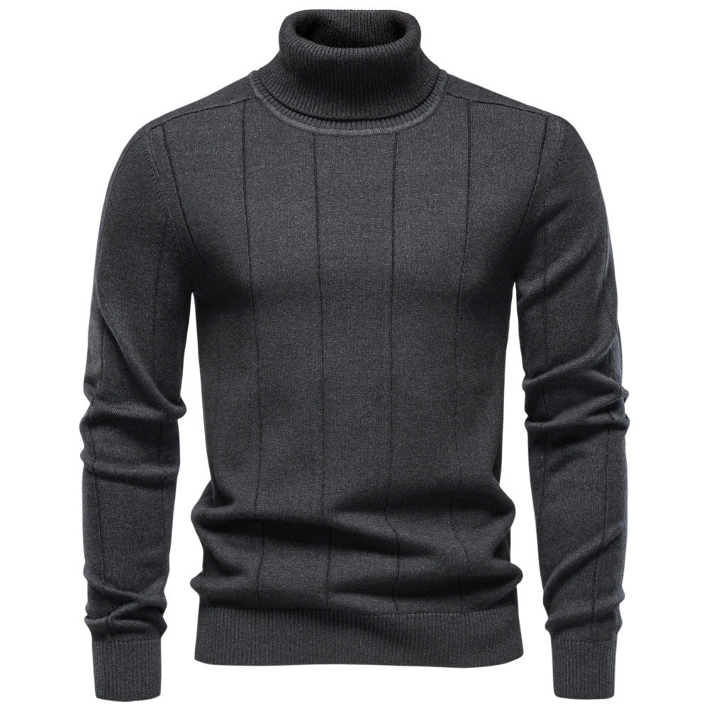 Herren Rollkragenpullover aus hochwertigem Feinstrick mit vertikaler Strukturnaht Nord Taschen