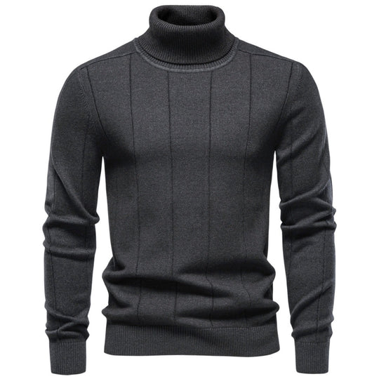 Herren Rollkragenpullover aus hochwertigem Feinstrick mit vertikaler Strukturnaht Nord Taschen