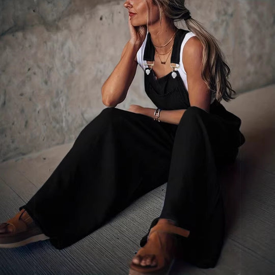 Damen Weite Latzhose im Palazzo‑Stil mit verstellbaren Trägern Nord Taschen