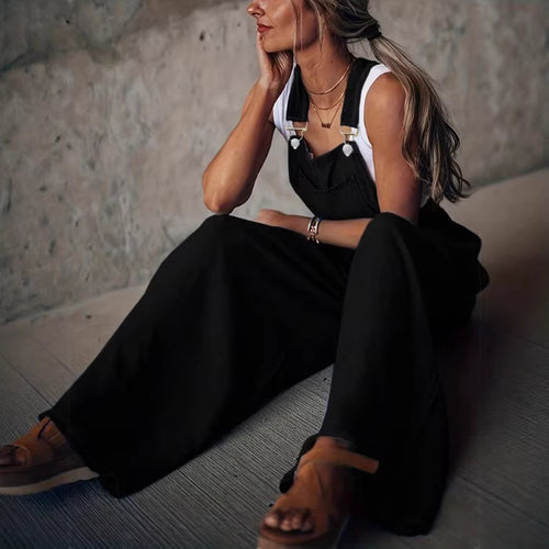 Damen Weite Latzhose im Palazzo‑Stil mit verstellbaren Trägern Nord Taschen