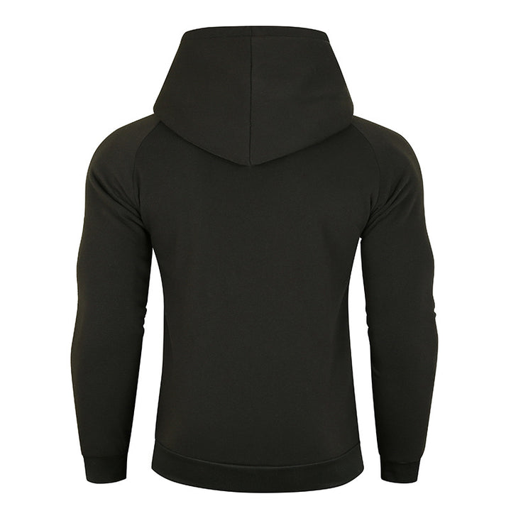 Herren asymmetrischer Kapuzenpullover mit Wickelkragen und verdeckter Knopfleiste, schlanke sportive Passform Nord Taschen