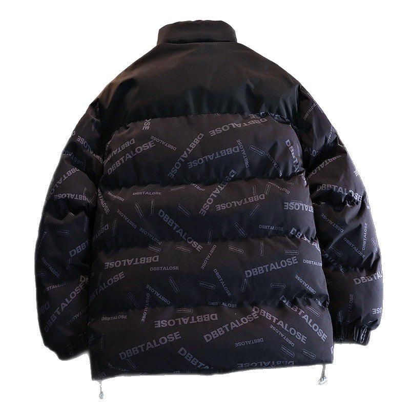 Unisex Gepolsterte Steppjacke mit Allover‑Logoprint, hohem Stehkragen & verstellbarem Saum Nord Taschen