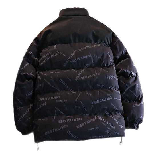 Unisex Gepolsterte Steppjacke mit Allover‑Logoprint, hohem Stehkragen & verstellbarem Saum Nord Taschen