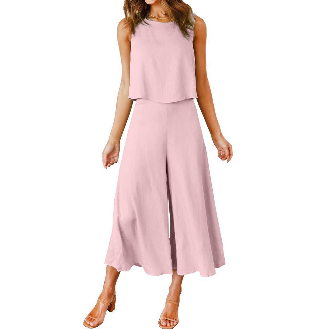 Damen luftiges Zweiteiler-Set mit ärmellosem Top und fließender Weithose Nord Taschen