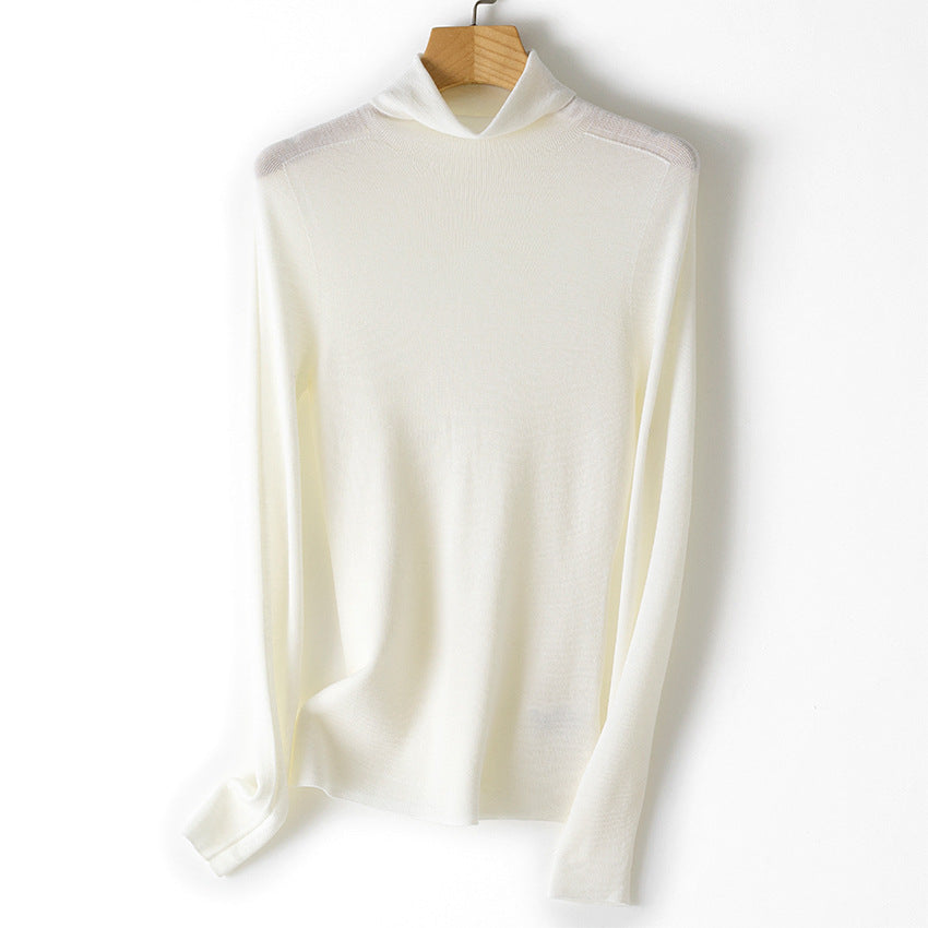 Damen Feiner Rollkragen-Feinstrickpullover mit schmaler Silhouette und elastischem Saum Nord Taschen