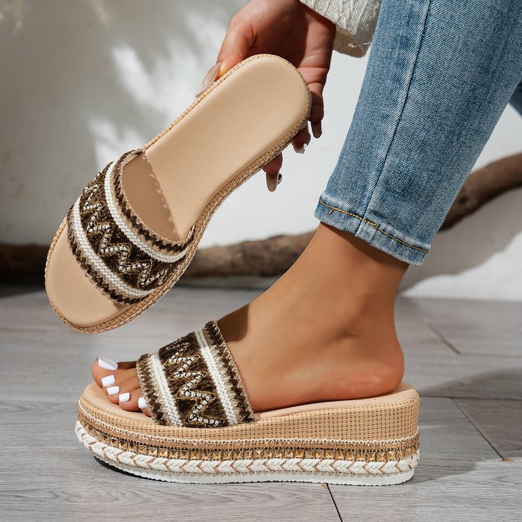Damen Wedge-Sandaletten mit modischem Glitzer-Riemen und ergonomischem Fußbett Nord Taschen