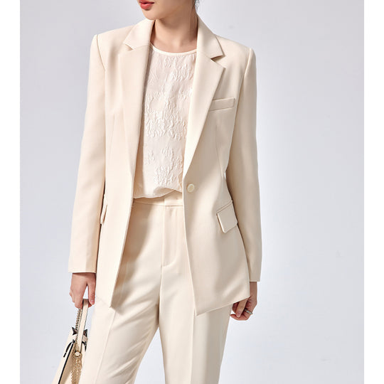 Damen Figurbetonter Midilanger Business-Blazer mit Reverskragen und formgebenden Abnähern Nord Taschen