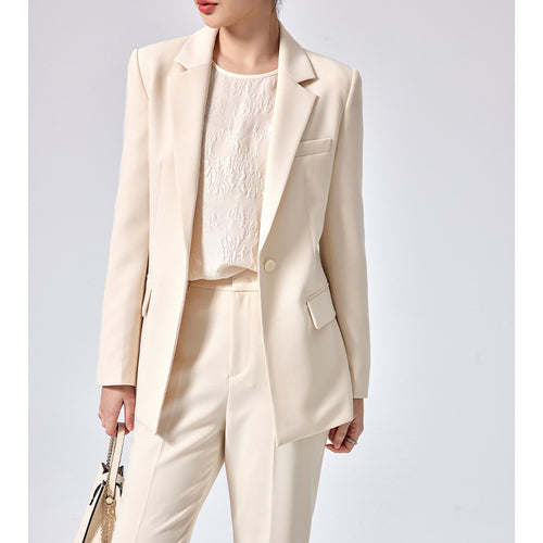 Damen Figurbetonter Midilanger Business-Blazer mit Reverskragen und formgebenden Abnähern Nord Taschen