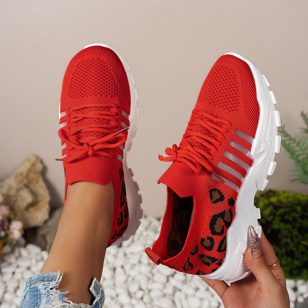 Damen Sportliche Sneakers mit atmungsaktivem Netzdesign und modischem Leopardenmuster Nord Taschen