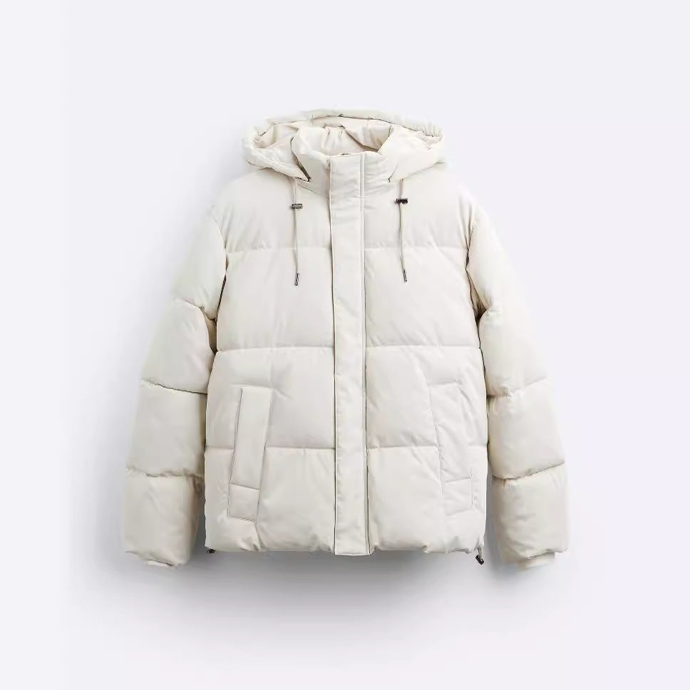 Herren Kurz geschnittener wattierter Kapuzenblouson mit Kordzug und verdeckter Zip-Front Nord Taschen