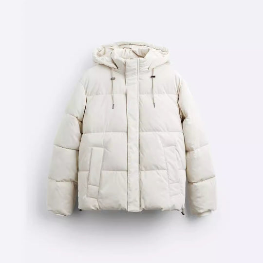 Herren Kurz geschnittener wattierter Kapuzenblouson mit Kordzug und verdeckter Zip-Front Nord Taschen