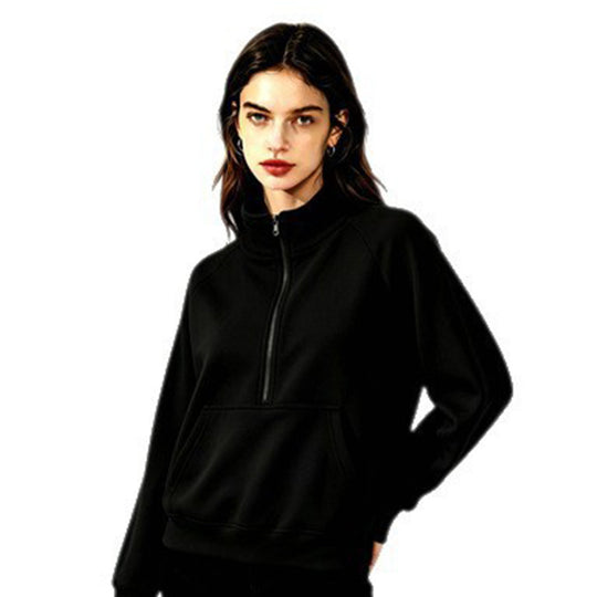 Damen Sportlicher Kapuzenpullover mit Stehkragen Nord Taschen