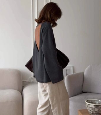 Damen Grobstrick-Kapuzenpullover aus reiner Baumwolle mit Kordelzug Nord Taschen