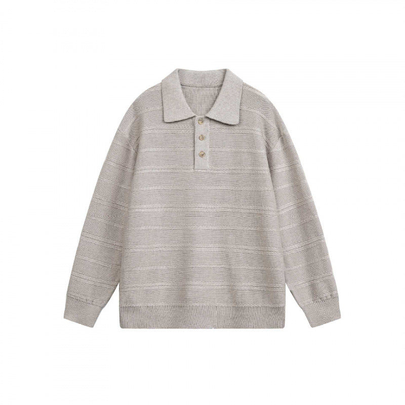 Unisex Leichter Boxy-Polo-Strickpullover mit Halbknopfleiste und Hemdkragen Nord Taschen