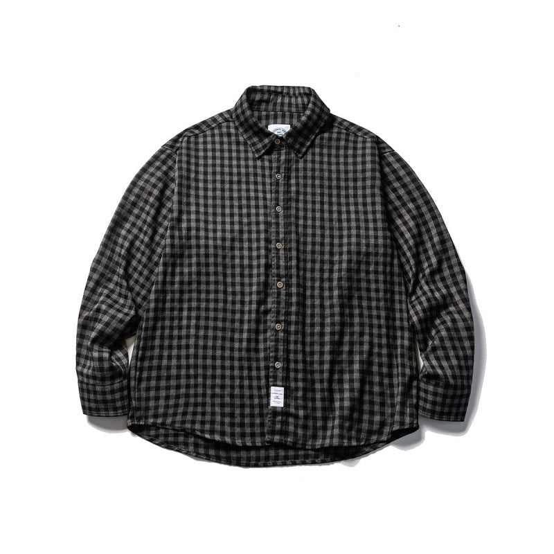 Unisex Oversize-Karo-Flanellhemd mit Hemdkragen, Button-Front und abgerundetem Saum Nord Taschen