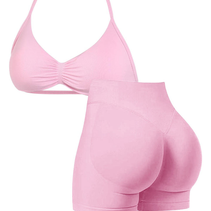 Damen Sport-Bikini-Oberteil mit hoch geschnittenen Shorts und nahtlosem Design