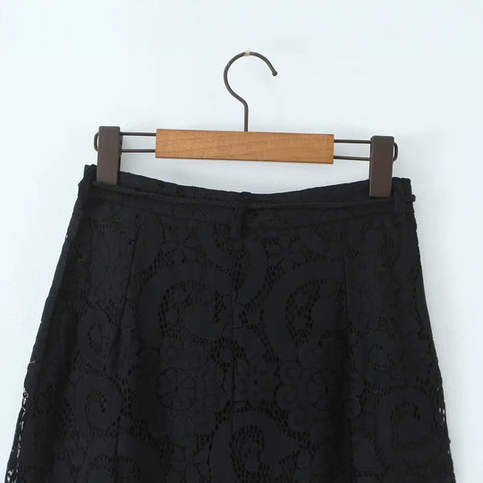 Damen Weite Spitzenhose mit hoher Taille und gefütterter Innenlage Nord Taschen