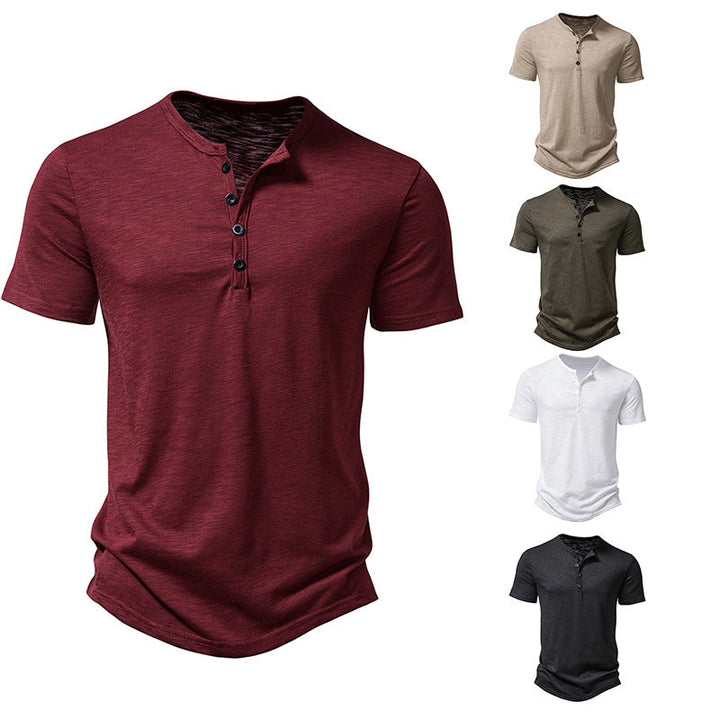 Herren Kurzarm-Henley-Shirt mit klassischem Knopfdesign