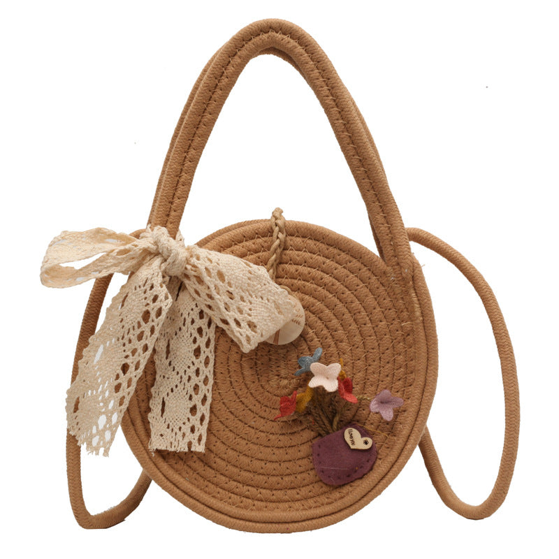 Damen Jute-Umhängetasche mit floralen Applikationen Nord Taschen