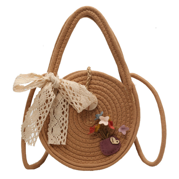 Damen Jute-Umhängetasche mit floralen Applikationen Nord Taschen