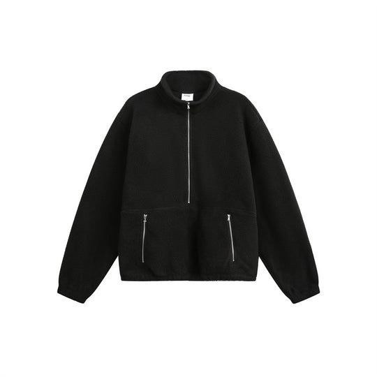 Unisex Oversize Fleece-Halbzip mit Stehkragen und Reißverschlusstaschen Nord Taschen