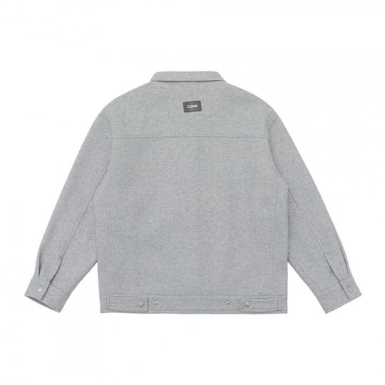 Herren Oversize Hemdjacke im Boxy-Cut aus Wollmix mit Druckknopfblende und aufgesetzten Taschen Nord Taschen