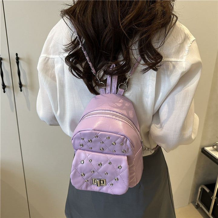 Damen Mini-Rucksackhandtasche mit eleganter Steppung und funkelnden Akzenten Nord Taschen