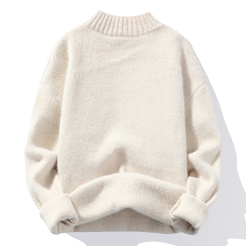Herren Oversize-Feinstrickpullover mit hohem geripptem Kragen und melierter Struktur Nord Taschen
