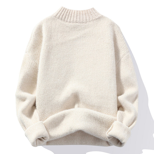 Herren Oversize-Feinstrickpullover mit hohem geripptem Kragen und melierter Struktur Nord Taschen