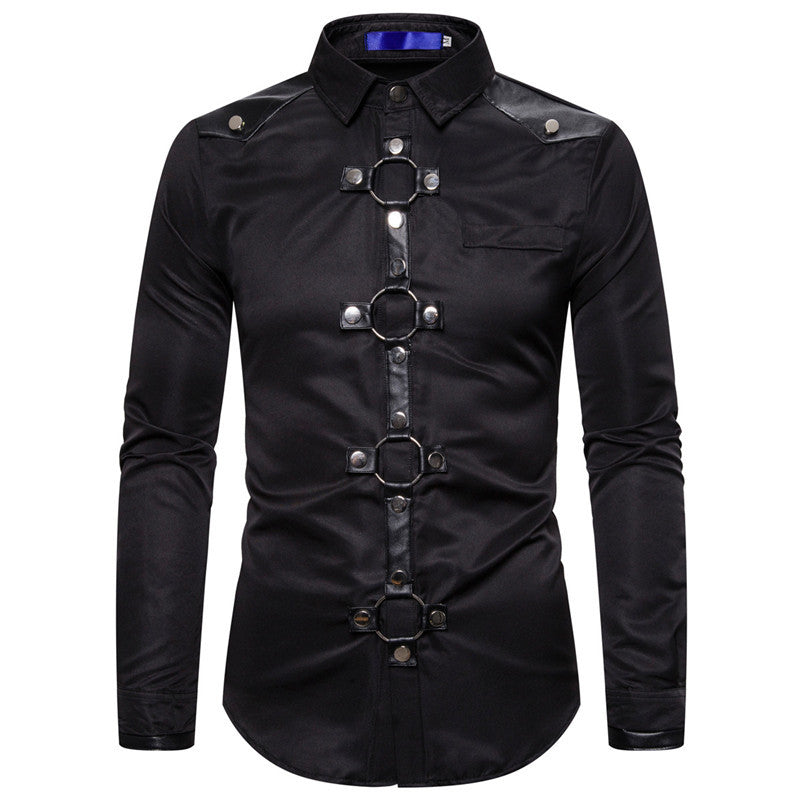 Herren Designerhemd mit eleganter Kunststoffgarnitur und kontrastierenden Belegen