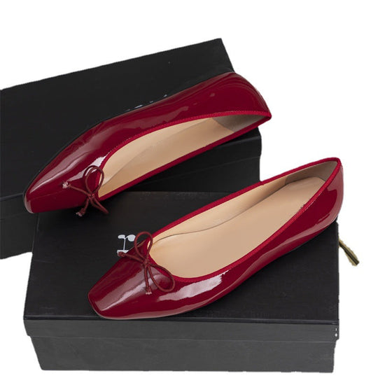 Damen elegante Ballerinas mit feinem Lackleder-Obermaterial und modischem Schleifen-Detail Nord Taschen