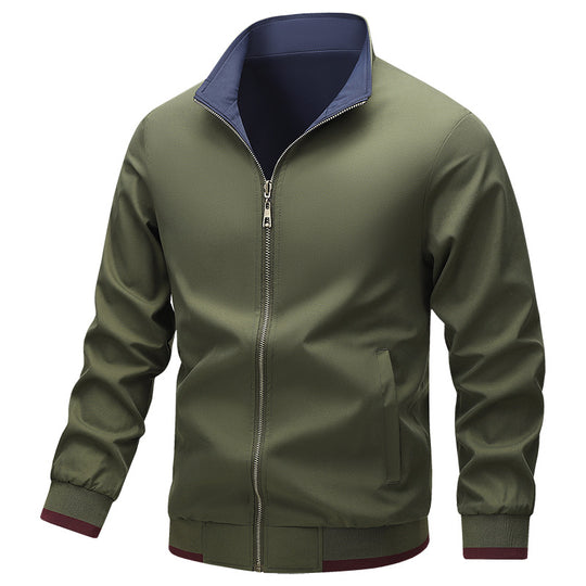 Herren Leichte Harringtonjacke mit Stehkragen, Reißverschluss und Kontrastbündchen Nord Taschen