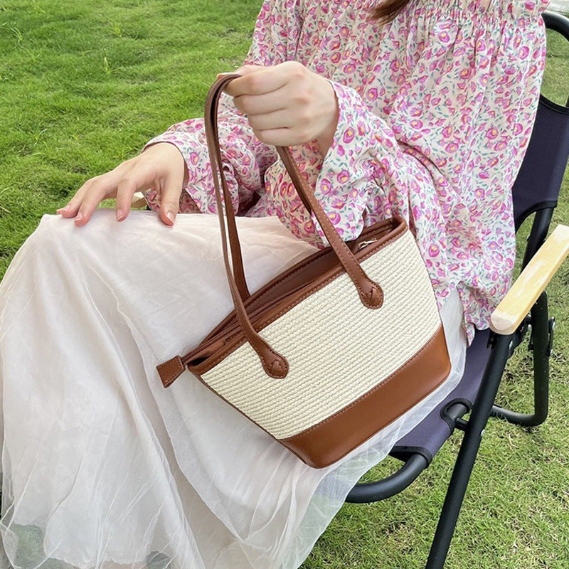 Damen Strandtasche mit geflochtenem Design und robustem Kunstleder Nord Taschen