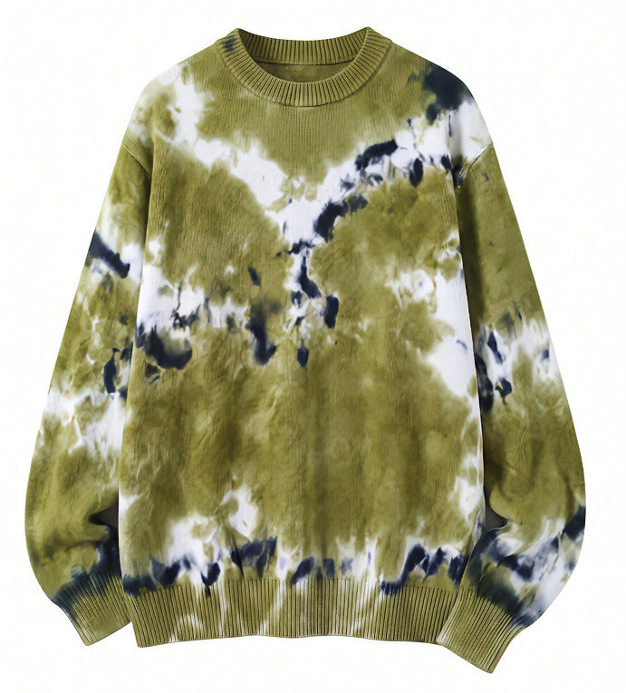 Herren Oversized Batik-Pullover mit Rundhalsausschnitt und Rippbündchen Nord Taschen