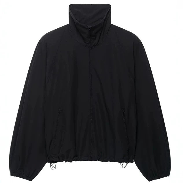 Damen Leichte Oversize-Windjacke im Bomberstil mit hohem Stehkragen und Kordelzug Nord Taschen