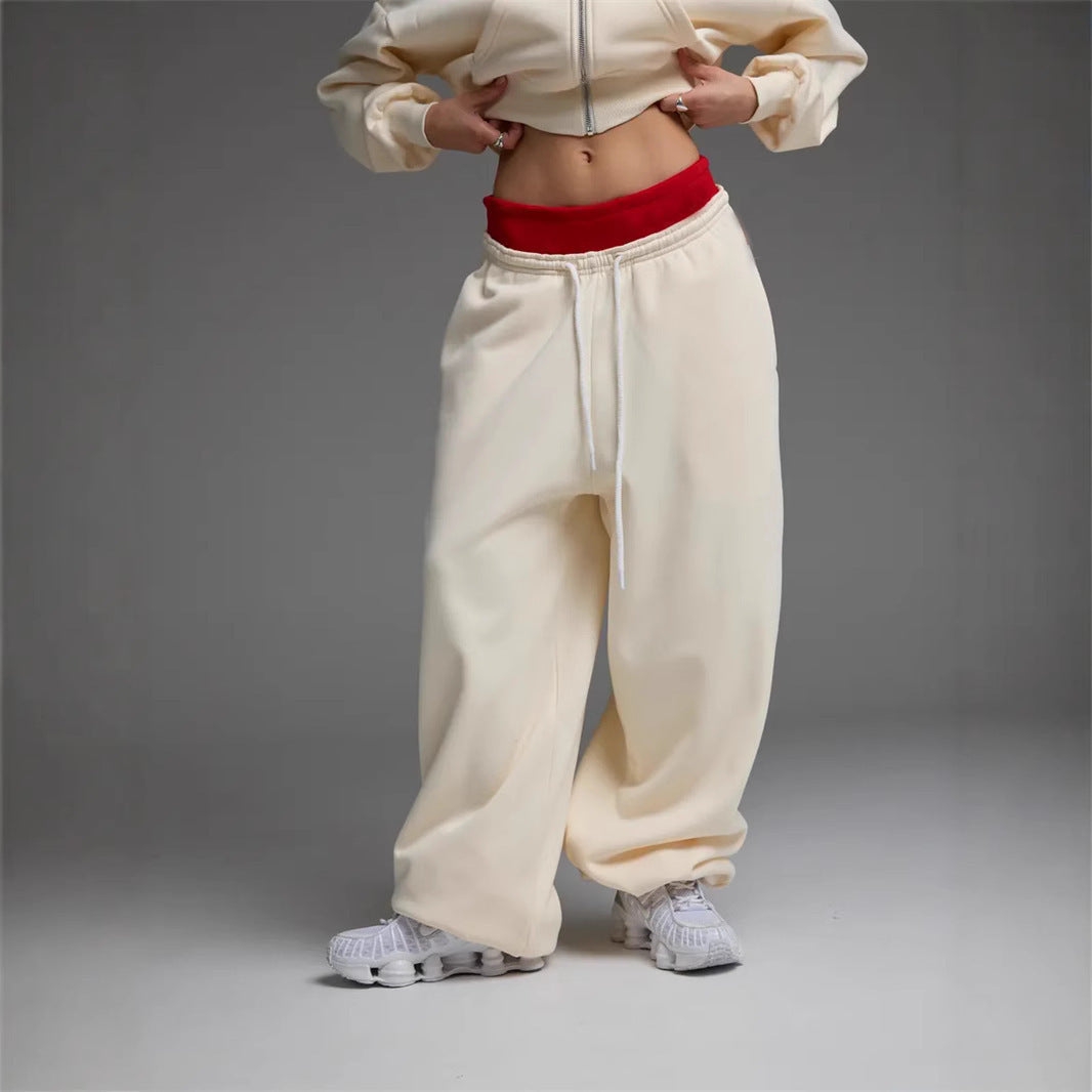 Damen Bequeme Baggy-Hose mit elastischem Bund und Kordelzug Nord Taschen