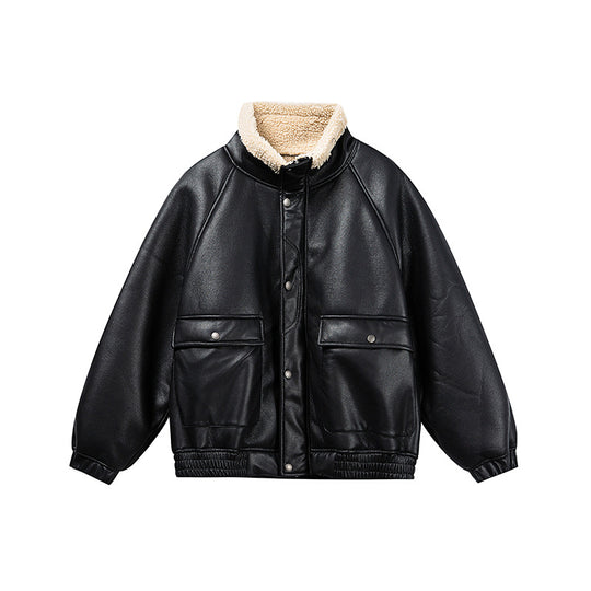 Herren Kurz geschnittener Velours‑Blouson mit Sherpa‑Kragen und Utility‑Pattentaschen Nord Taschen