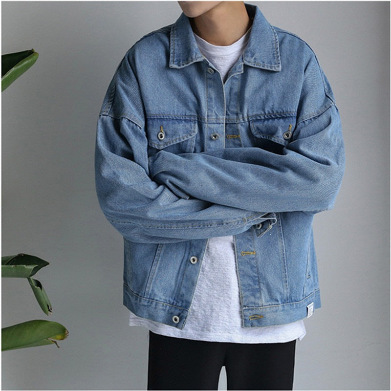 Herren Entspanntes Oversized Denim-Jacke Nord Taschen