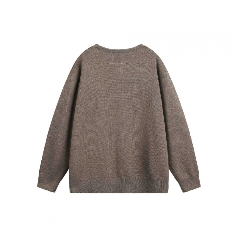 Unisex Oversize-Feinstrickpullover mit kurzem Henleyverschluss und strukturierter Mélange-Qualität Nord Taschen