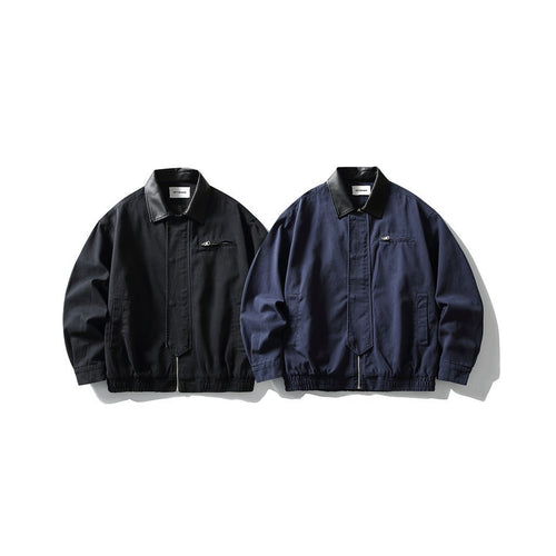 Herren Boxy-Canvas-Blouson mit kontrastierendem Kunstlederkragen und elastischem Saum Nord Taschen