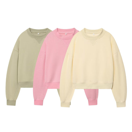 Damen Oversized kurzgeschnittenes Sweatshirt mit geripptem Halsausschnitt Nord Taschen