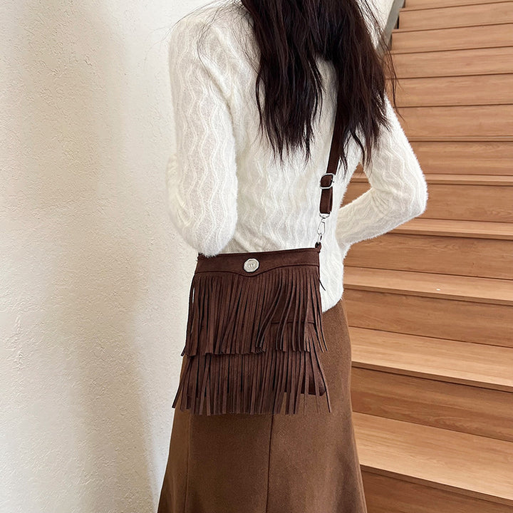Damen Umhängetasche mit fransigen Details Nord Taschen