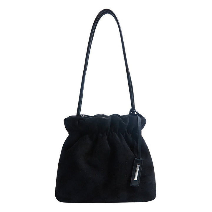 Damen lässige Veloursledertasche mit Raffungen Nord Taschen