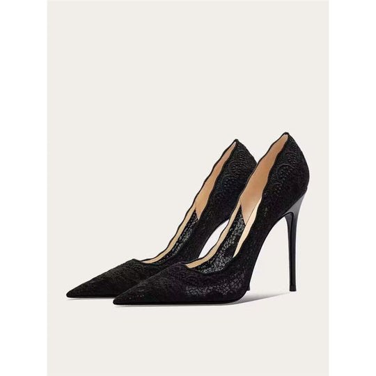 Damen elegante Slingback-Pumps mit zarter Spitzenverzierung - Vittorelli